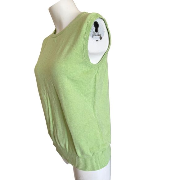 Cherokee XL women’s sweater vest lime green sleeveless cotton round neck - Picture 2 of 5
